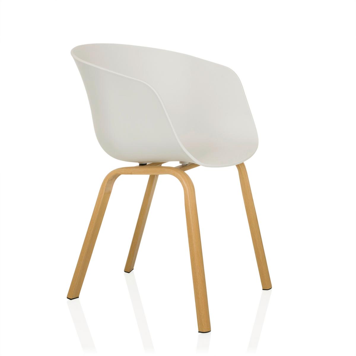 Armlehnstuhl Oslo W Weiß B: 54 cm - Hellbraun/Weiß, MODERN, Kunststoff/Metall (54/78/56cm) - MID.YOU