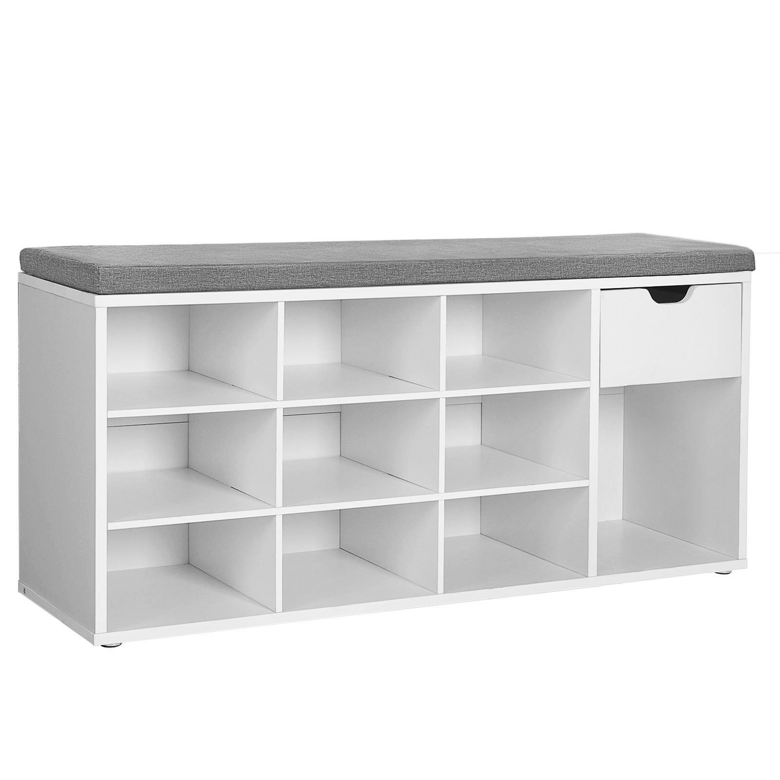 Lavica do predsiene sivá/biela - sivá/biela, Trend, kompozitné drevo (104/48/30cm) - Boxxx