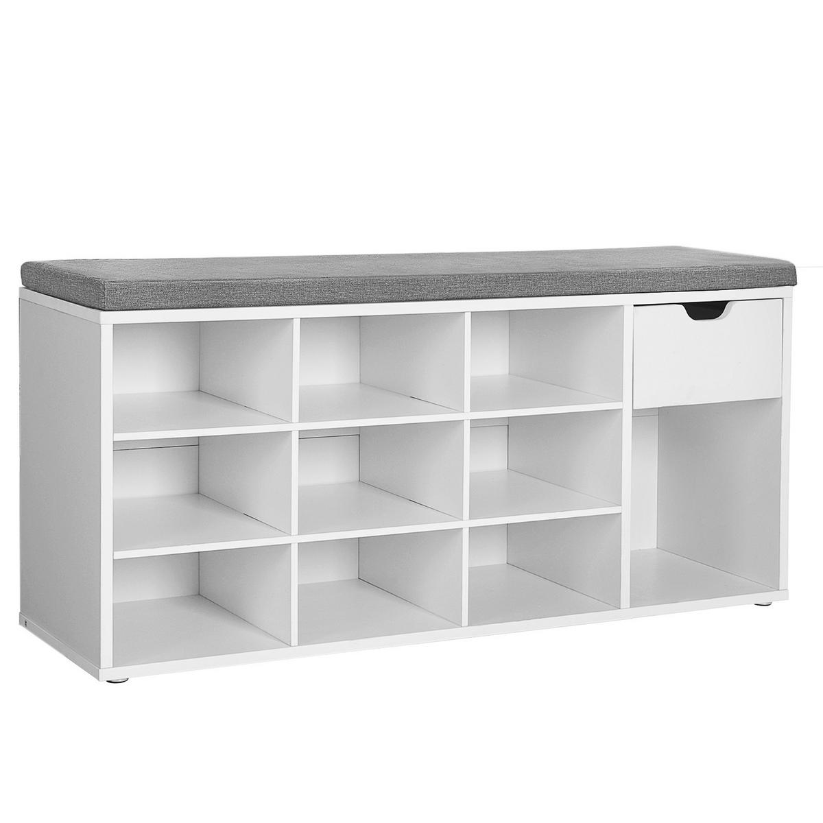 Lavica do predsiene sivá/biela - sivá/biela, Trend, kompozitné drevo (104/48/30cm) - Boxxx