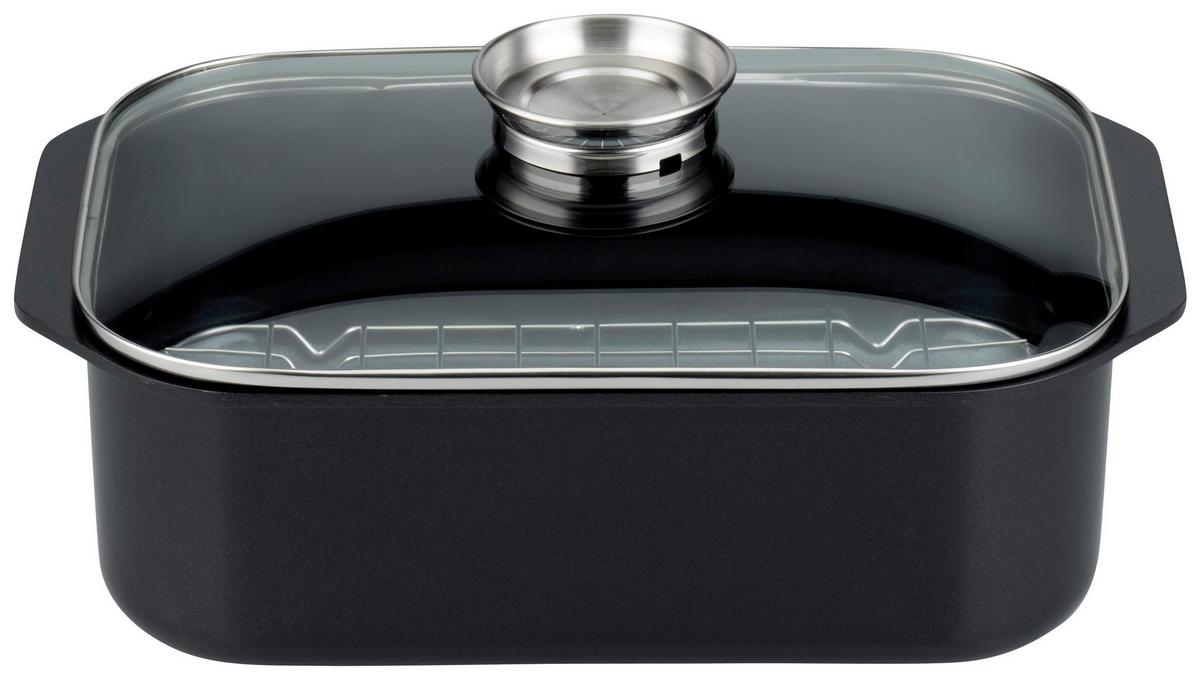 Bräter Mit Deckel Pure Trend Bxhxt: Ca. 26,5x13,5x40 Cm - Transparent/Schwarz, Basics, Glas/Metall (26,5/13,5/40cm)