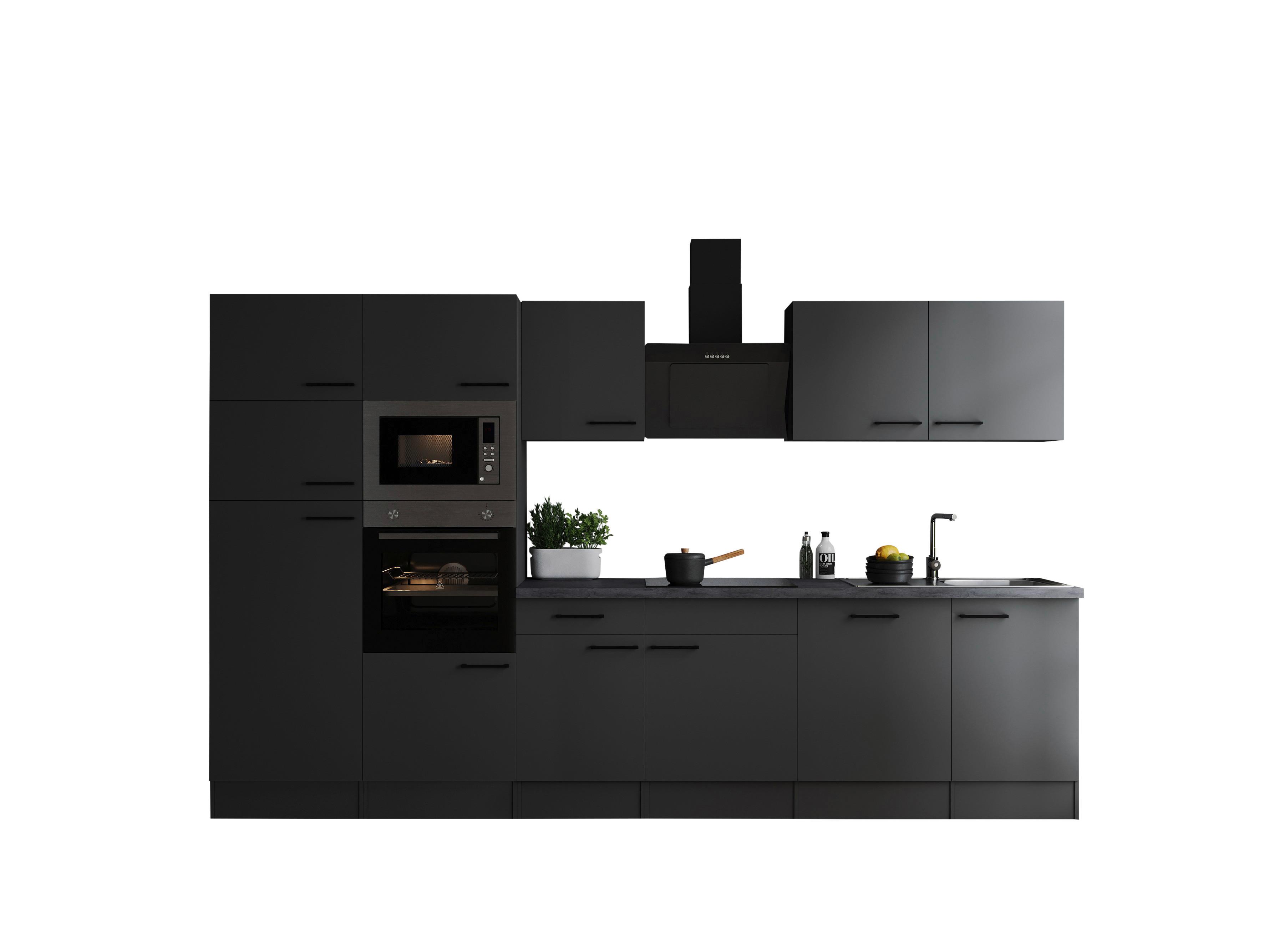 Küchenblock Oliver Dunkelgrau B: 340 cm - Dunkelgrau/Grau, Design, Holzwerkstoff (340cm) - Respekta