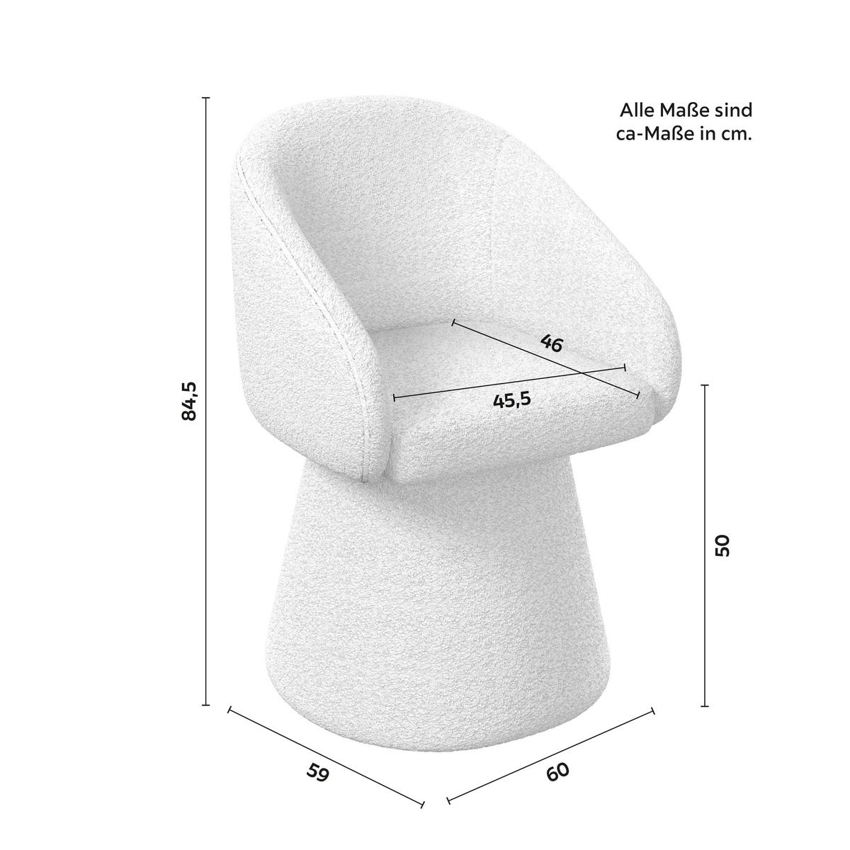 ŽIDLE S PODRUČKAMI MAIA - bílá, Moderní, kov/textil (60/84,5/59cm) - Bessagi Home