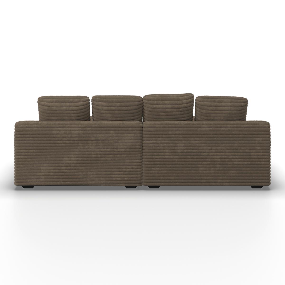 Velká pohovka ELEONORA, hnědý manšestr, max. 360 kg - černá/hnědá, Moderní, dřevo/textil (250/97/168cm) - Bessagi Home
