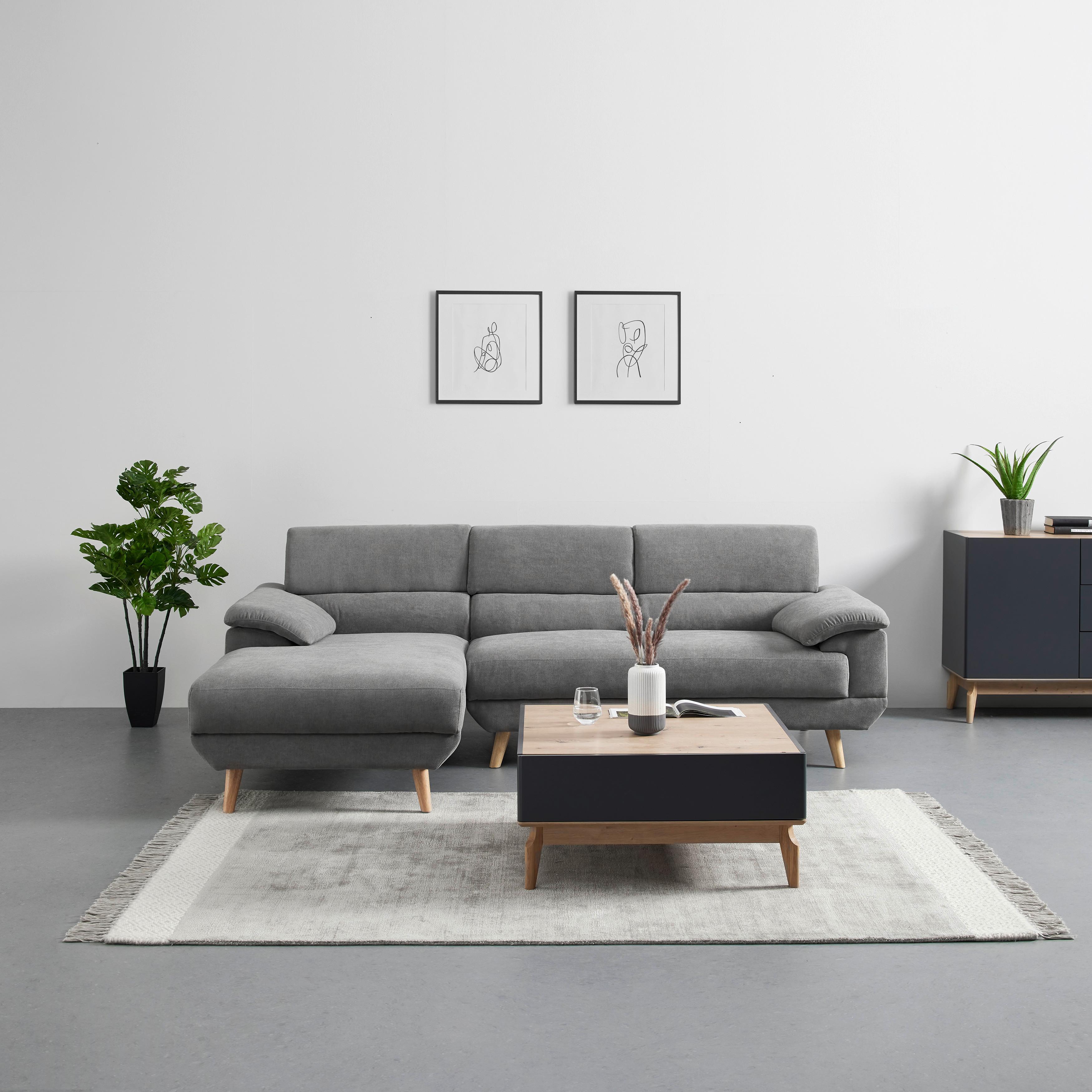 Sedacia Súprava V Tvare Písmena L "sandra" Sivá - tmavosivá, Moderný, drevo/textil (246/86/155cm) - Bessagi Home