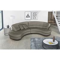 Ecksofa Bretania Schlammfarben, S: 113x300 - Schlammfarben/Schwarz, Design, Leder/Textil (113/300cm) - Livetastic