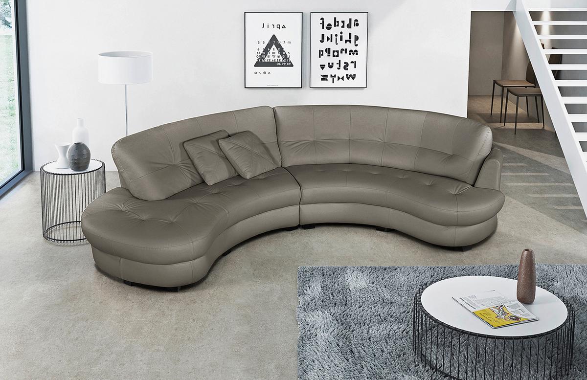 Ecksofa Bretania Schlammfarben, S: 113x300 - Schlammfarben/Schwarz, Design, Leder/Textil (113/300cm) - Livetastic