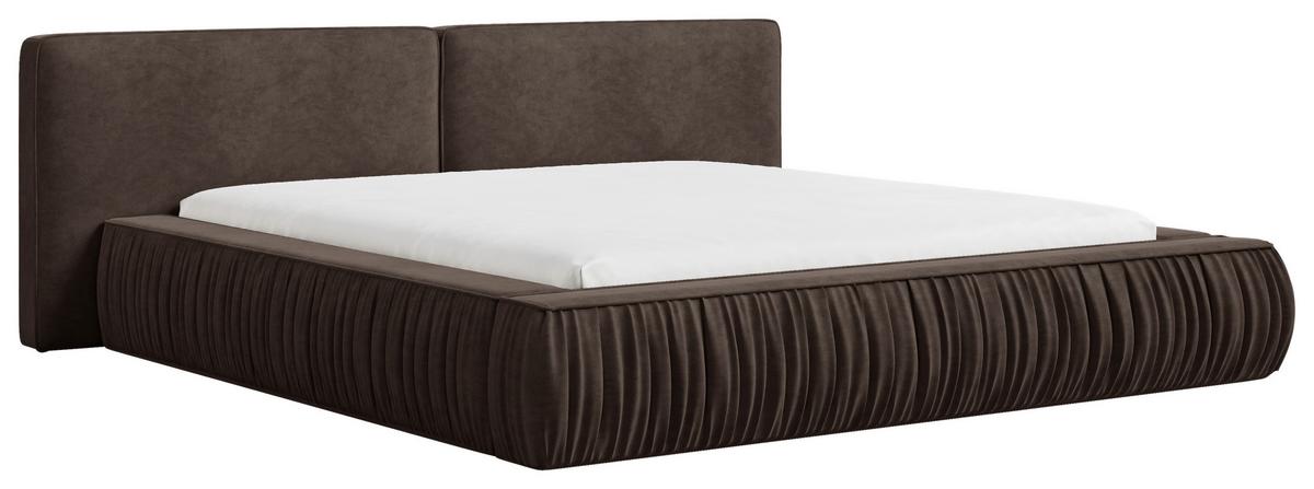 Polsterbett Vanessa mit Bettkasten 160x200 - Schwarz/Braun, MODERN, Holz/Metall (160/200cm) - Livetastic