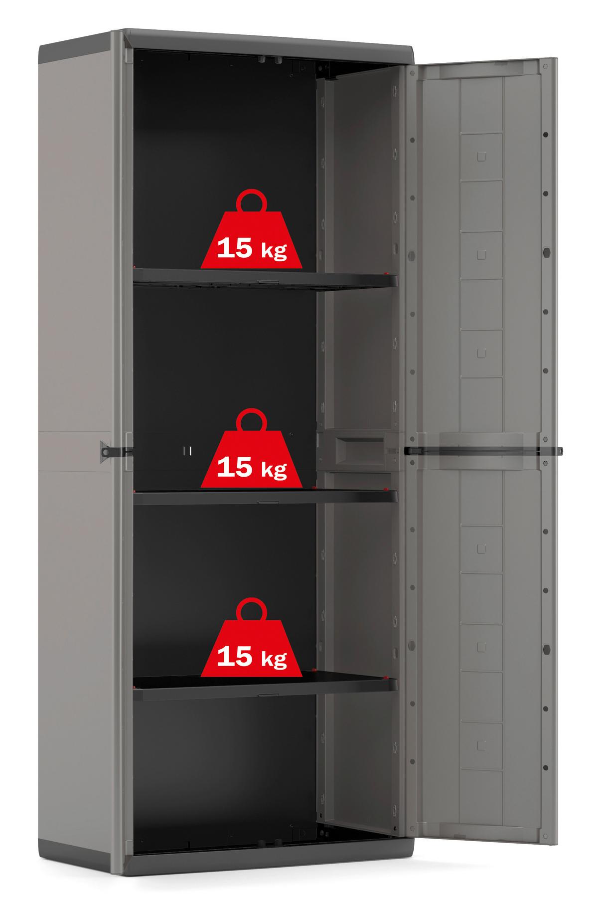 Mehrzweckschrank E-com Jolly Anthrazit/grau 136x166 Cm - Anthrazit/Grau, Design, Kunststoff (136/166/39cm) - Keter