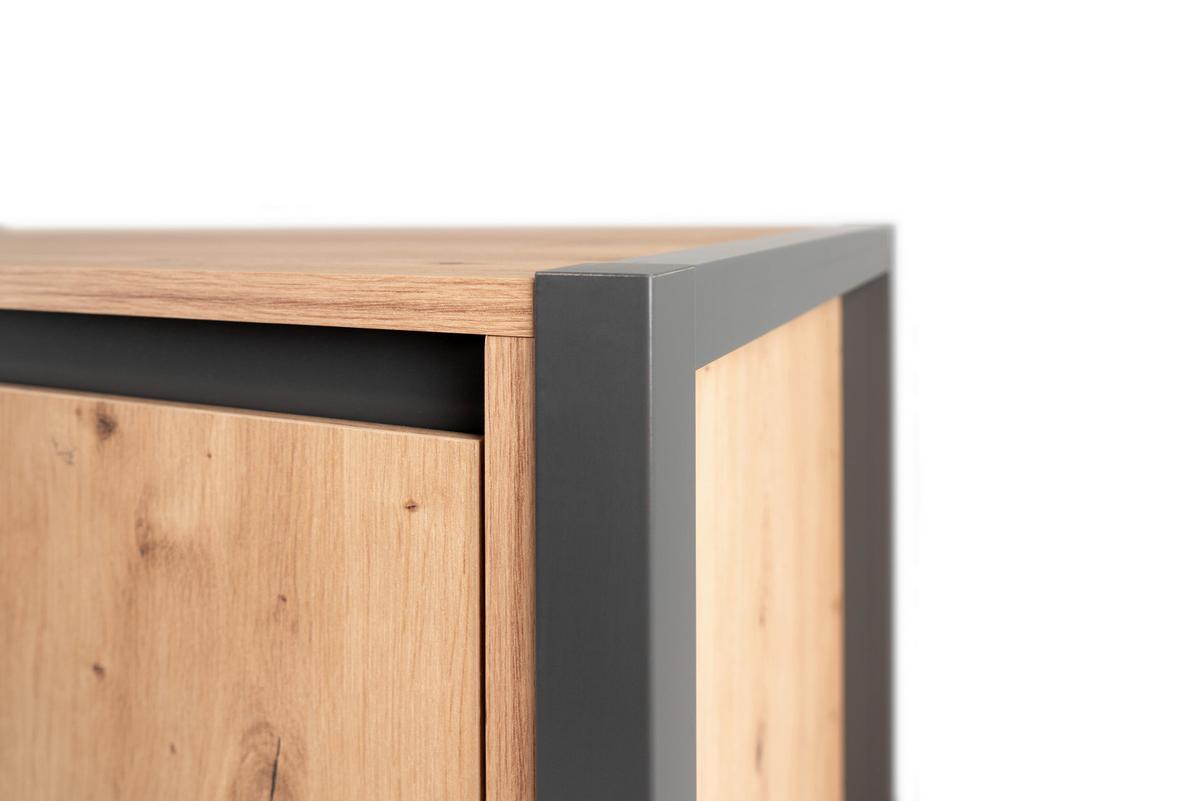 Highboard Grifflos 120 Cm Denver 51, Eiche/anthrazit - Eichefarben/Anthrazit, MODERN, Holzwerkstoff (120/140/40cm) - MID.YOU