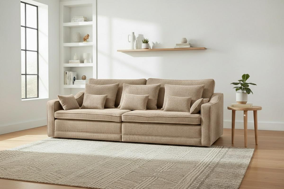 Big Sofa Mit Bettkasten Evora Beige B: 276 Cm - Beige, MODERN, Textil (276/71-92/137cm) - MID.YOU