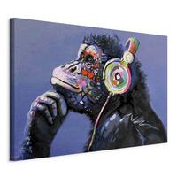 Leinwandbild Musical Monkey Lila Schwarz B: 90 cm - Lila/Schwarz, Basics, Holz/Textil (90/60/1.2cm) - artgeist