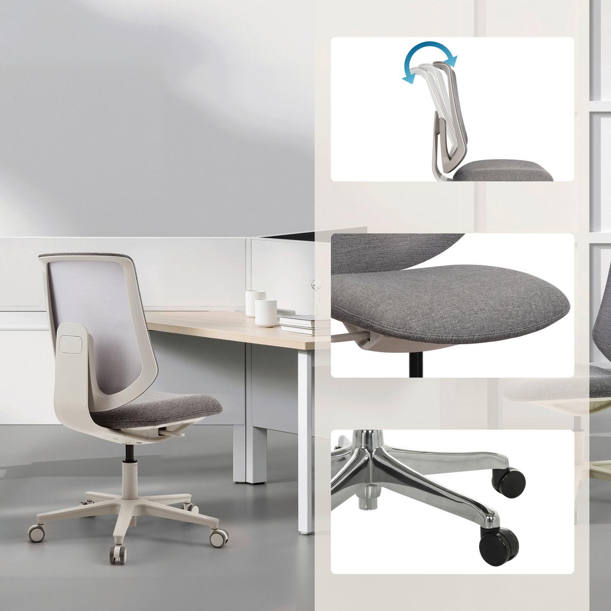 DREHSTUHL Sitflex Lady Grau B: 44cm - Grau, MODERN, Kunststoff/Textil (44/99/56cm) - MID.YOU