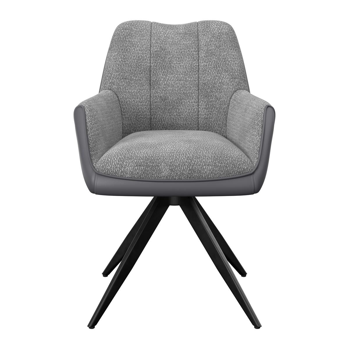 Armlehnstuhl Caro Chenille grau, B: 66cm - Schwarz/Grau, Trend, Textil/Metall (66/87/62cm)