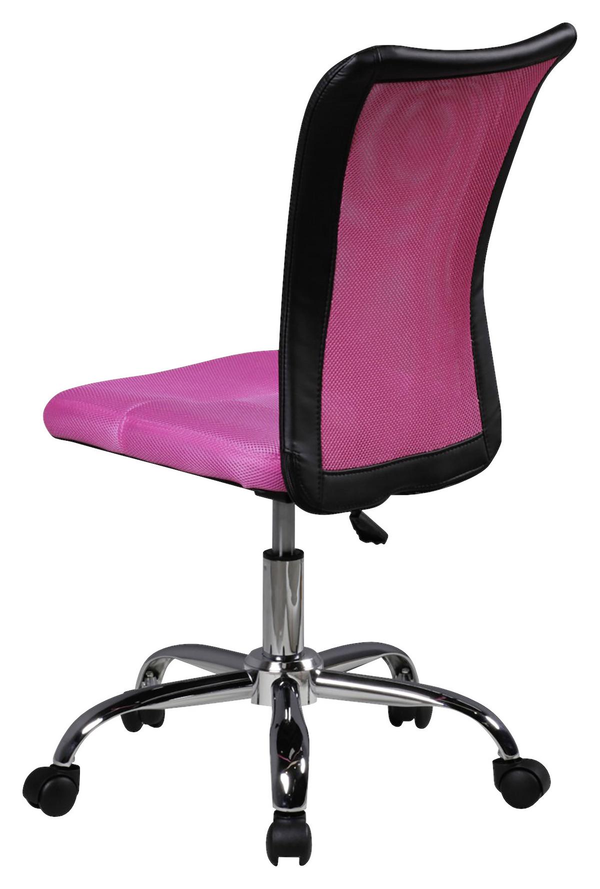 Jugenddrehstuhl Lukas Lederlook/Netz Pink Bis 60 Kg - Chromfarben/Pink, MODERN, Kunststoff/Textil (60/100/60cm) - MID.YOU