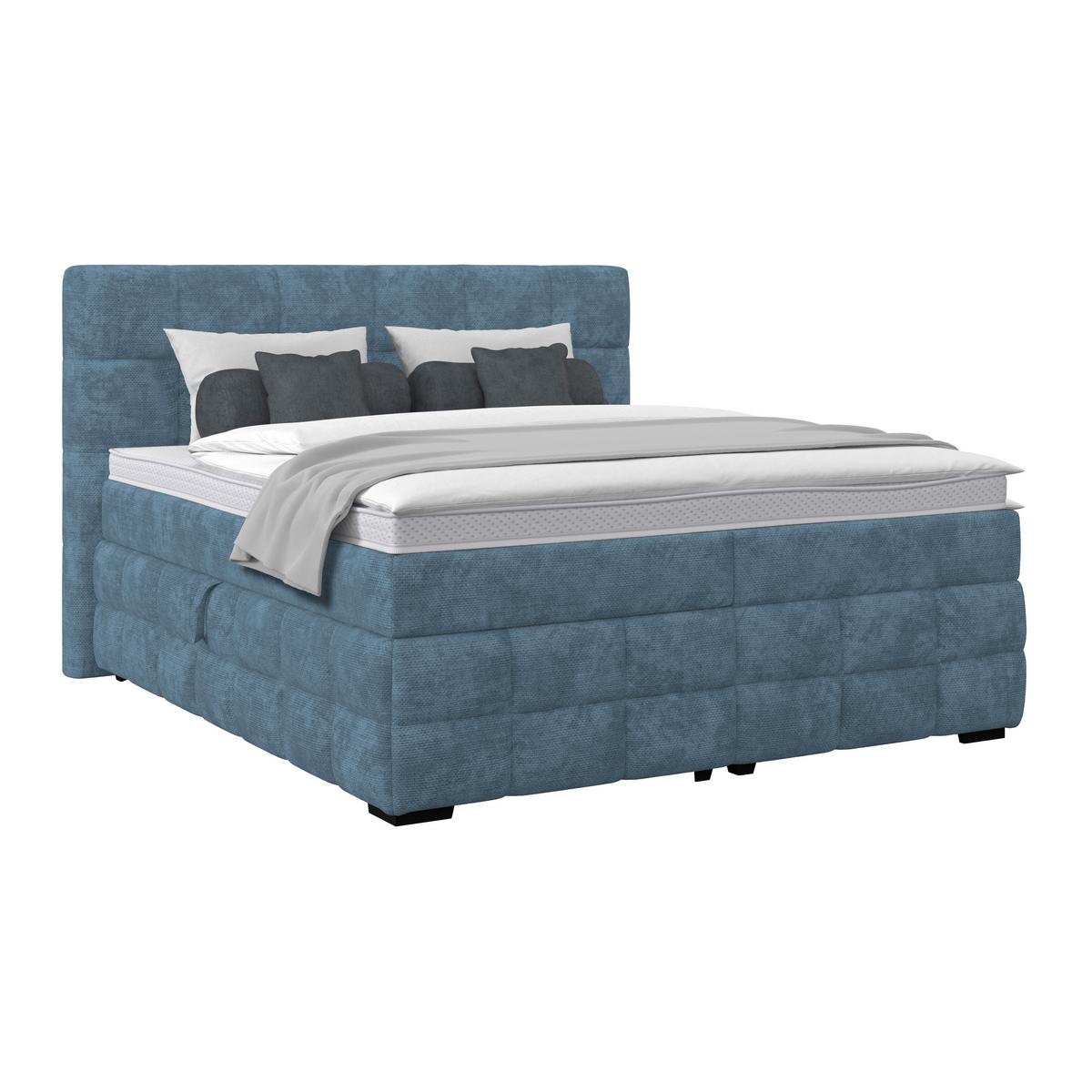 Čalouněná postel VEGA 180x200 cm, modrá - modrá/černá, Trend, dřevo/textil (180/200cm)