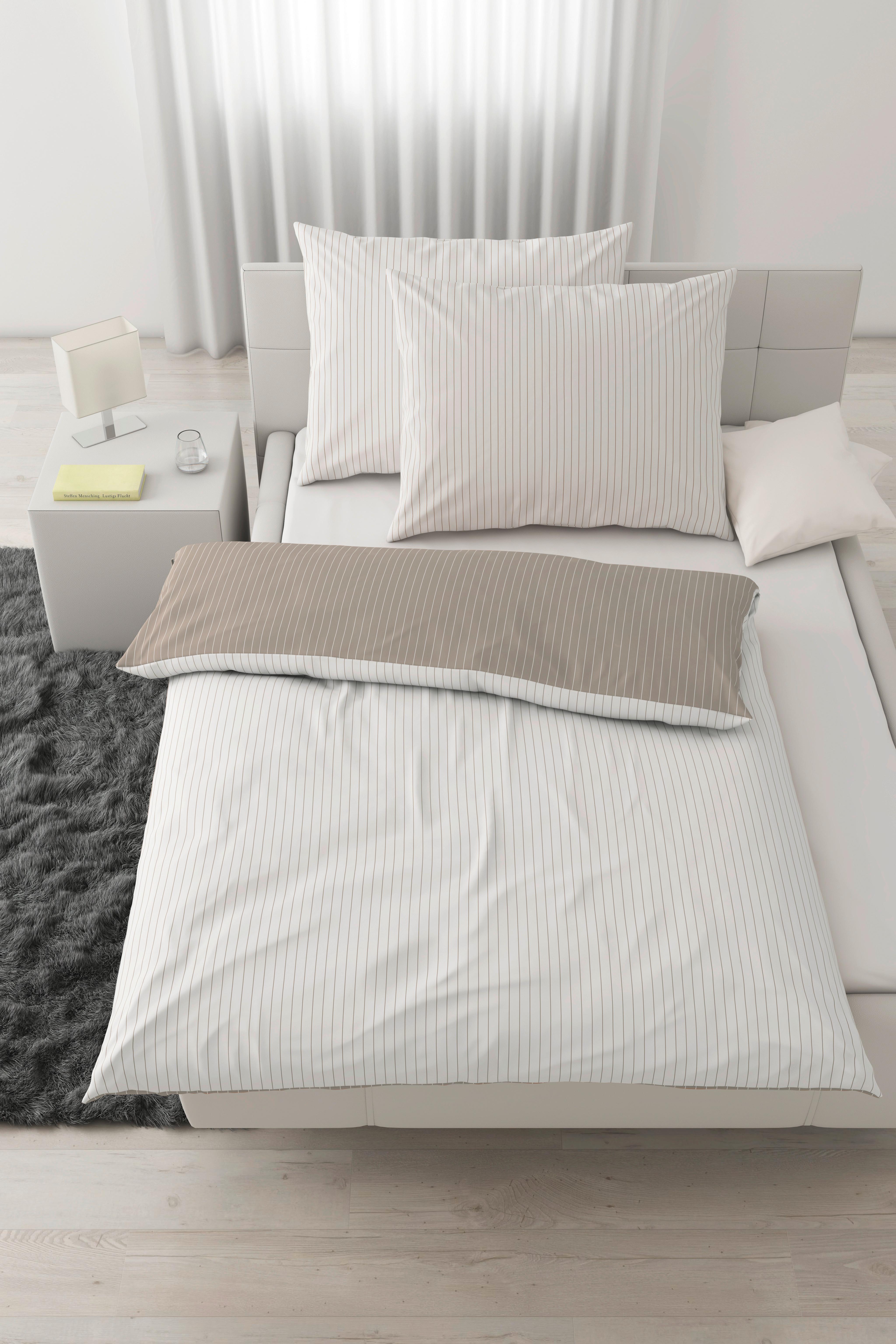 Povlečení Twill XXL, 2x70/90 200/220cm - bílá/béžová, Moderní, textil (200/220cm) - Mömax