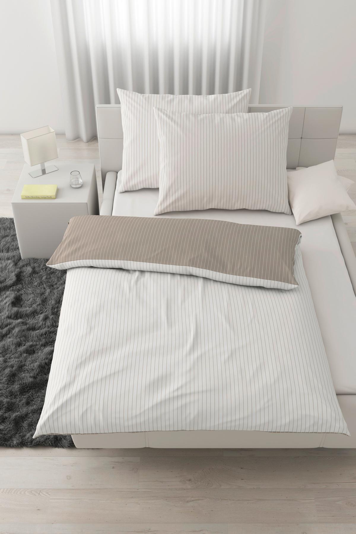 Povlečení Twill XXL, 2x70/90 200/220cm - bílá/béžová, Moderní, textil (200/220cm) - Mömax