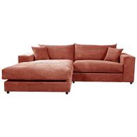 Ecksofa Funny S Links, Terracotta,Schenkel:180x265 cm - Terracotta/Schwarz, Basics, Textil (180/265cm) - Livetastic