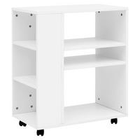 Přístavní stolek/regál bílý s kolečkami - bílá, Konvenční, kompozitní dřevo/plast (60/75/35cm) - MID.YOU