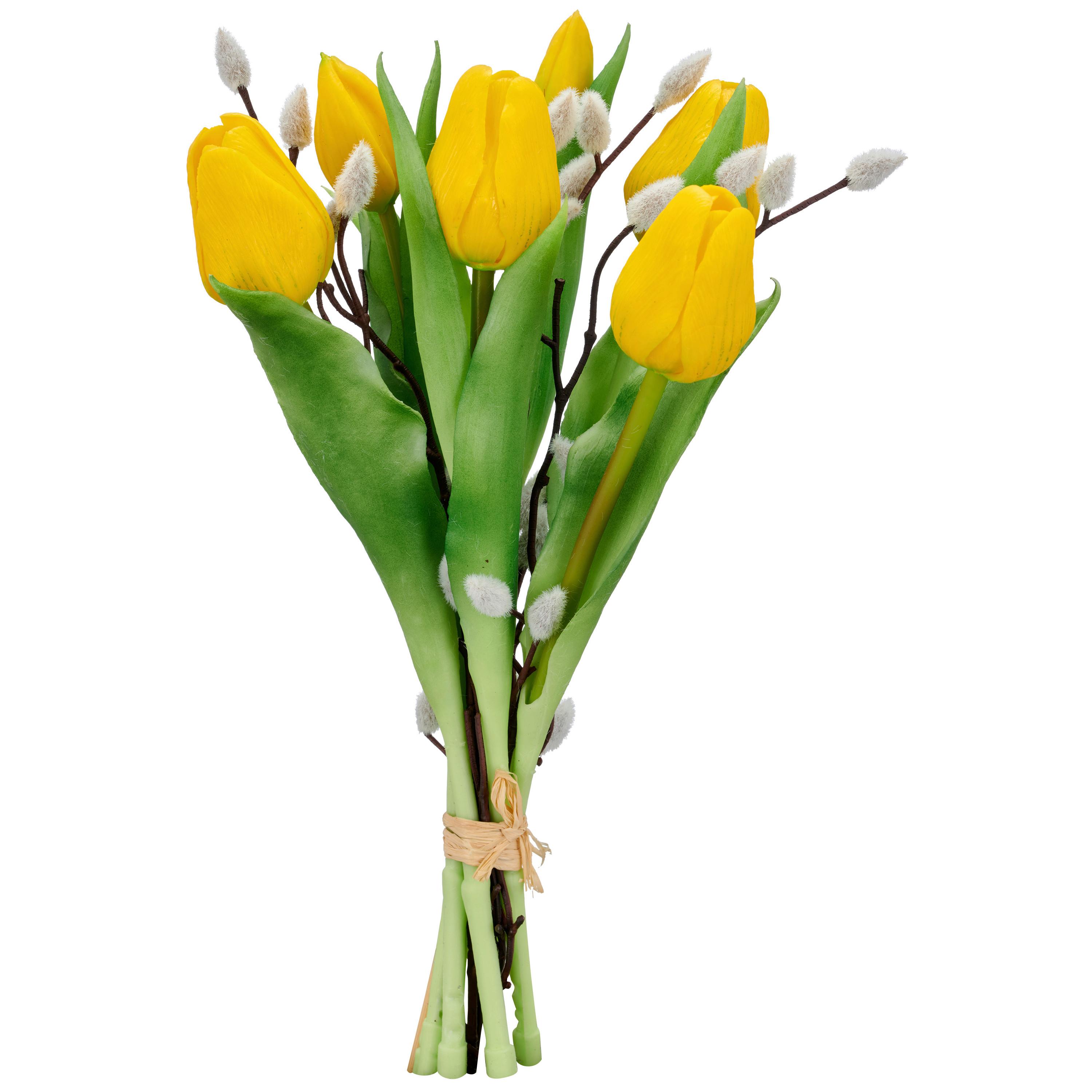 Tulpenbund gelb/Grün, ca. 32 cm - Gelb/Grün, LIFESTYLE, Kunststoff (32cm)