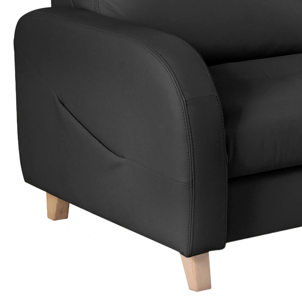 Ecksofa Compact Schwarz B: 168x227 cm - Buchefarben/Schwarz, Design, Leder/Textil (168/227cm) - Livetastic