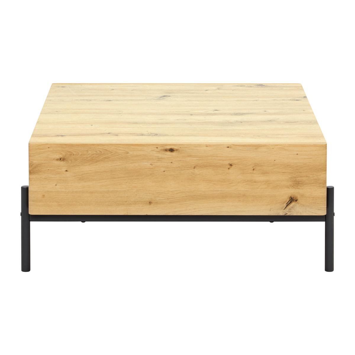Konferenčný stolík JASMINA farby dubu - čierna/farba duba, Modern, kov/drevo (85/80/37cm) - Bessagi Home