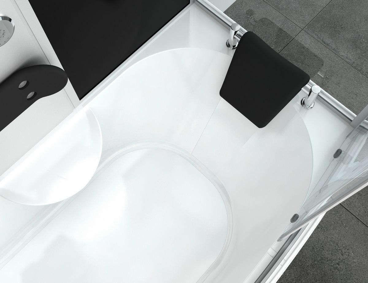 Dampfdusche Nevada 170 Mit Massagedüsen, Radio, Ablage - Schwarz/Weiß, Basics, Glas (175/229/85cm) - Sanotechnik