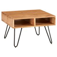 Konferenční stůl barvy akácie - černá/barvy akácie, Moderní, kov/dřevo (60/60/40cm) - MID.YOU