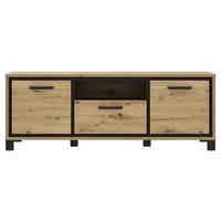 TV-Element Trondheim B: 158,4 cm Eiche Dekor/Schwarz - Eichefarben/Schwarz, Basics, Holzwerkstoff/Kunststoff (158,4/58,9/41,5cm) - Livetastic