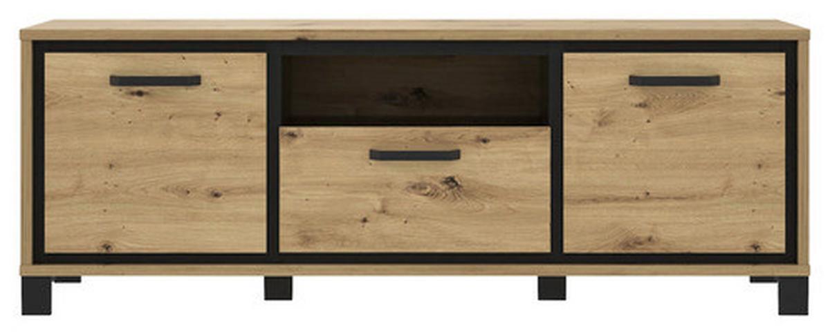 TV-Element Trondheim B: 158,4 cm Eiche Dekor/Schwarz - Eichefarben/Schwarz, Basics, Holzwerkstoff/Kunststoff (158,4/58,9/41,5cm) - Livetastic
