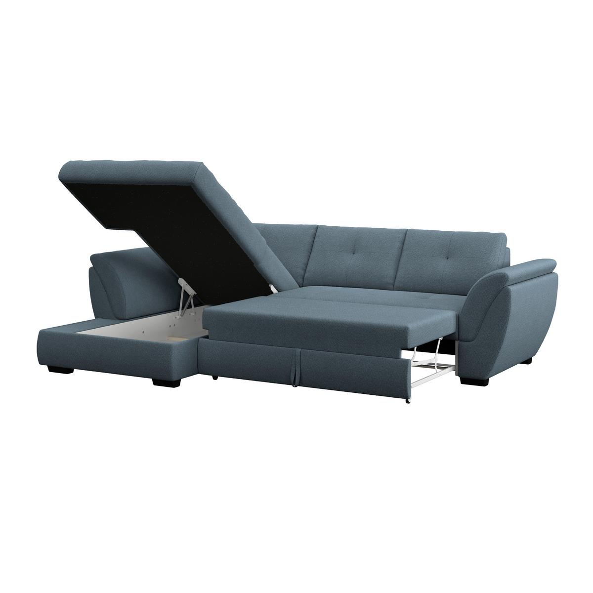 Rohová sedačka BERISSO, ľavá, modrá - modrá/čierna, Konventionell, textil/plast (187/278cm) - Ondega