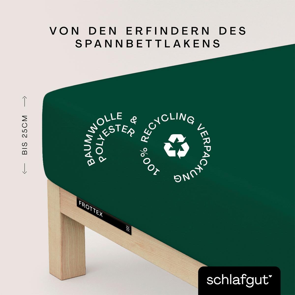 Spannleintuch Dunkelgrün 160x200 cm Frottee - Dunkelgrün, Basics, Textil (160/200cm) - Schlafgut