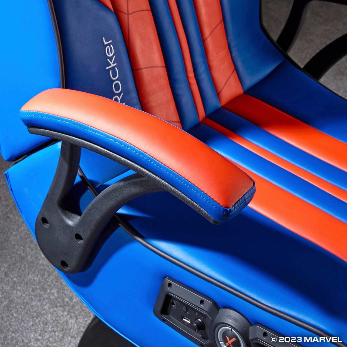 Gamingsessel Marvel Blau/rot/schwarz B: 53 Cm - Blau/Rot, MODERN, Leder/Holzwerkstoff (53/102/88cm) - X Rocker