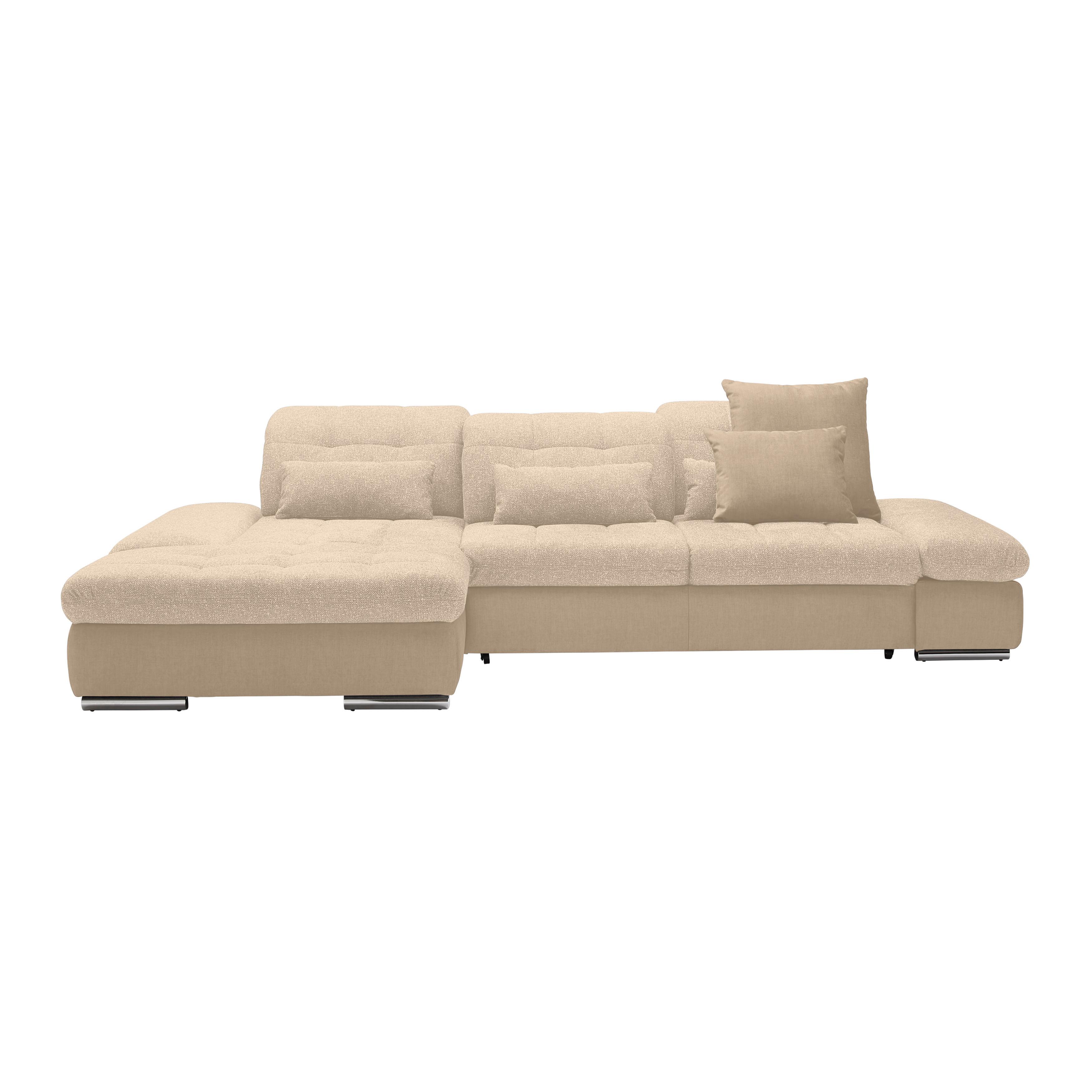 Rohová sedačka SANFINO, levá, béžová - barvy chromu/béžová, Konvenční, kov/dřevo (199/79-96/305cm) - Premium Living