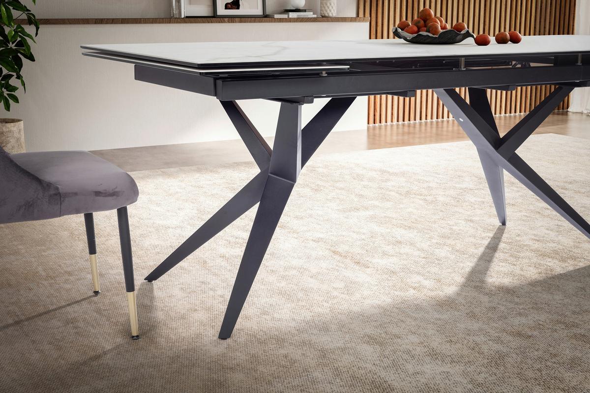 Esstisch Weiß L: 180 cm - Schwarz/Weiß, Design, Keramik/Metall (180/95/76cm) - MID.YOU