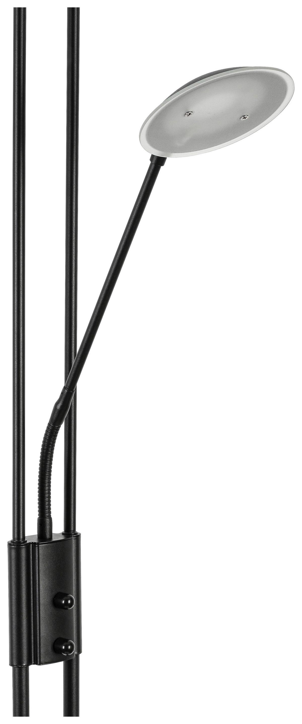 Stehlampe Robert Schwarz Mit Leselampe - Schwarz, MODERN, Glas/Kunststoff (30/180cm) - Luca Bessoni