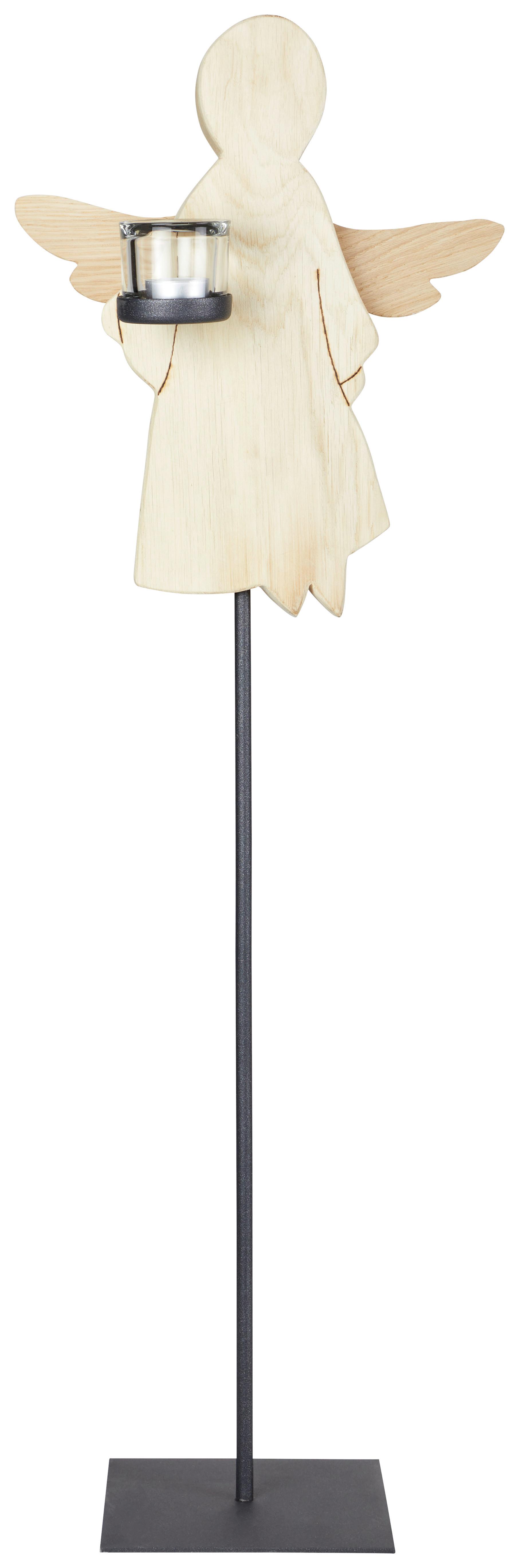 Svícen Anděl Lilli Masivní Dřevo Výška 88cm - přírodní barvy, Moderní, dřevo (88cm) - Bessagi Home