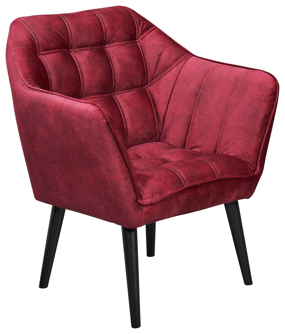 Polstersessel mit Armlehnen Max Stoffbezug Weinrot - Weinrot/Schwarz, MODERN, Holzwerkstoff/Textil (84/87/70cm) - MID.YOU