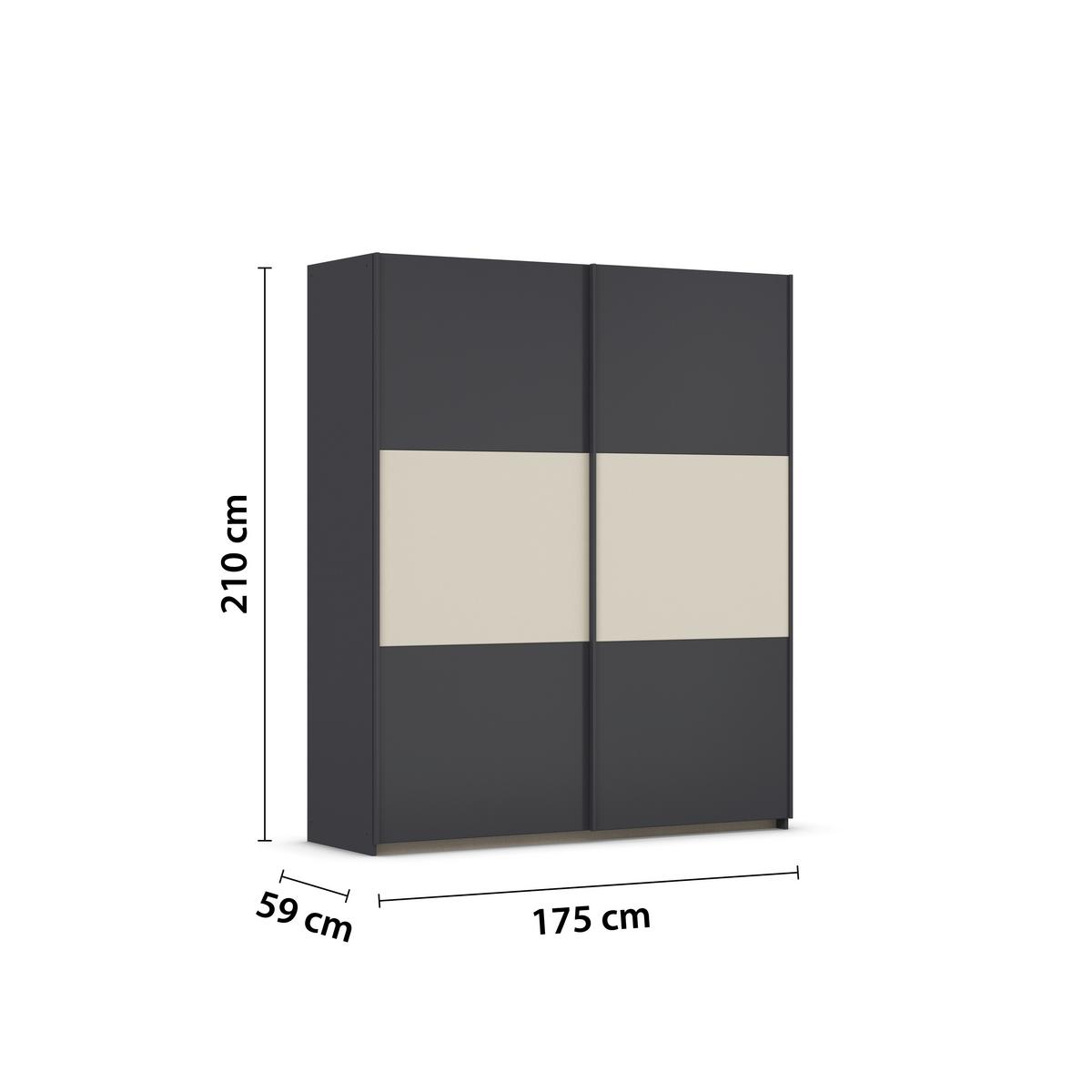 Schwebetürenschrank Neo Grau Champagner B: 175 cm - Champagner/Alufarben, MODERN, Holzwerkstoff (175/210/59cm) - Rauch Möbel