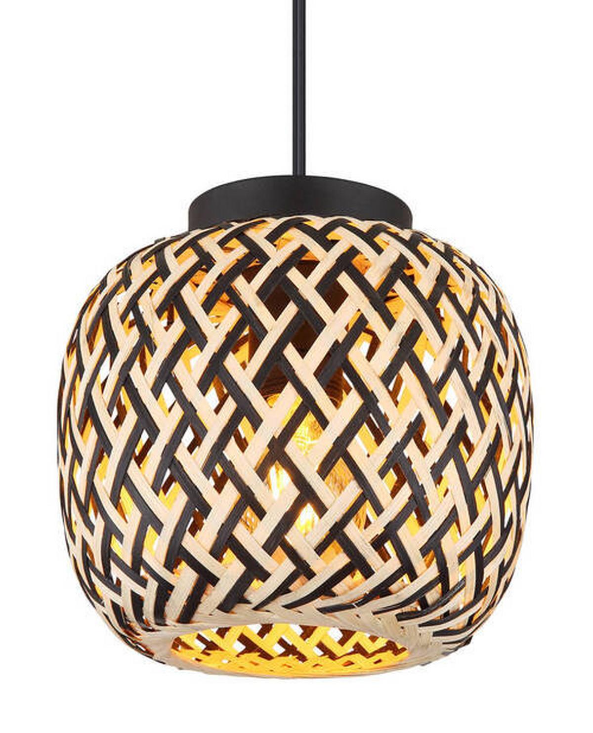 Hängeleuchte 15766h - Schwarz/Naturfarben, Natur, Naturmaterialien/Kunststoff (20/120cm) - Globo