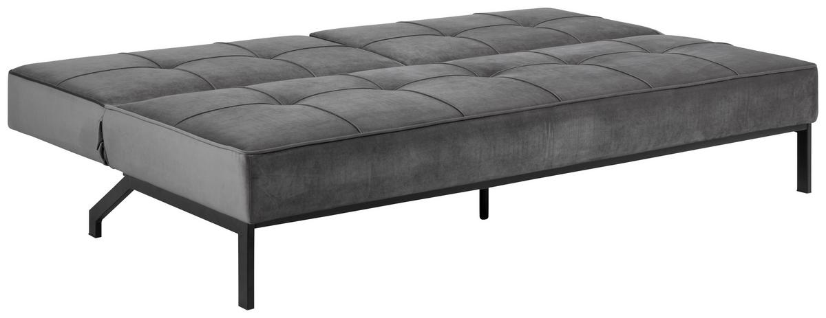 3-sitzer-sofa Mit Schlaffunkt. Perugia Dunkelgrau Samt - Dunkelgrau/Schwarz, Trend, Textil (198/87/95cm) - MID.YOU