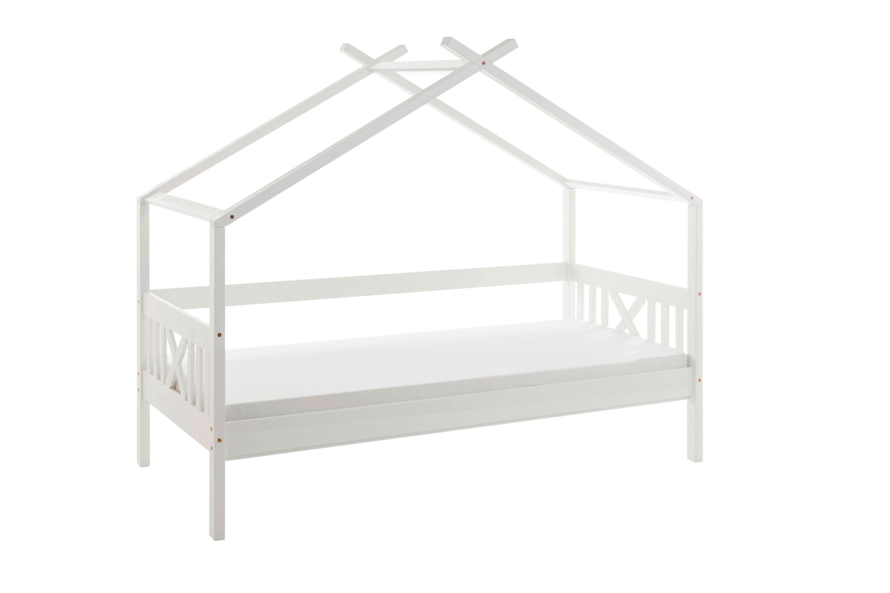 Hausbett Susa Weiß LF: 90x200cm - Weiß/Naturfarben, KONVENTIONELL, Holz/Holzwerkstoff (90/200cm)