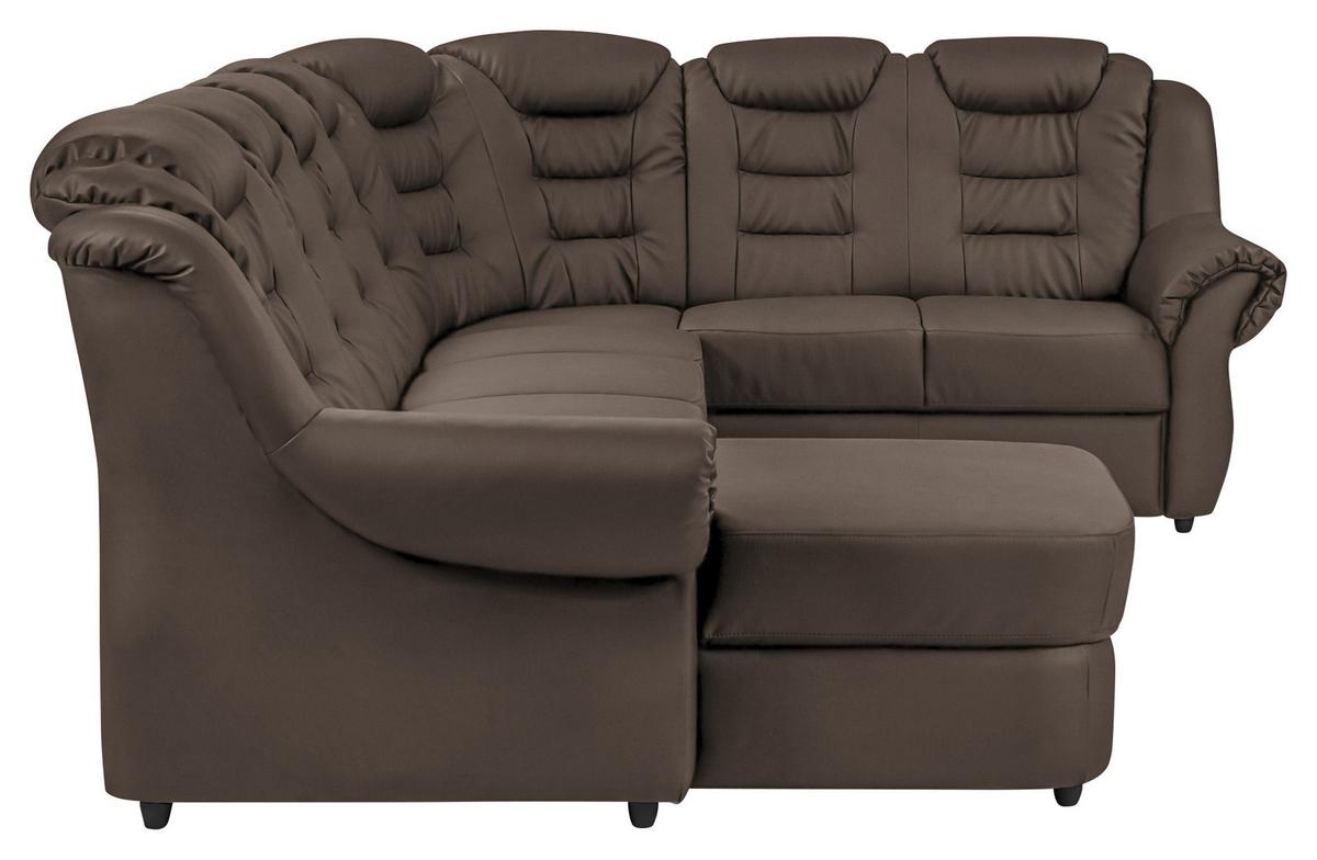 Wohnlandschaft Boston Braun Lederlook - Schwarz/Braun, KONVENTIONELL, Textil (165/333/216cm) - Livetastic