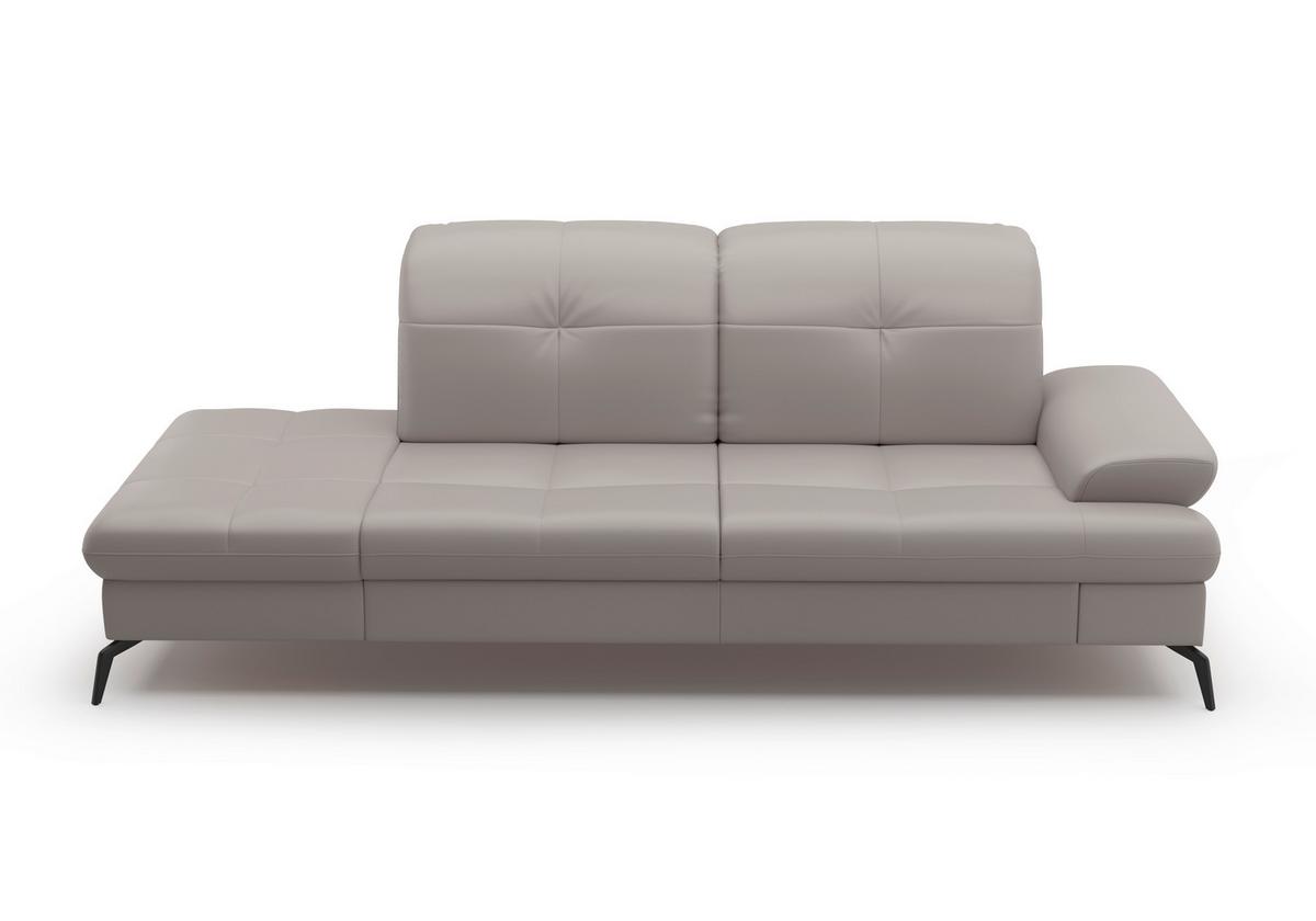 Récamiere Amica E, Hellgrau B: 231 Cm - Hellgrau/Schwarz, KONVENTIONELL, Leder (231/90/122cm) - Sit & More