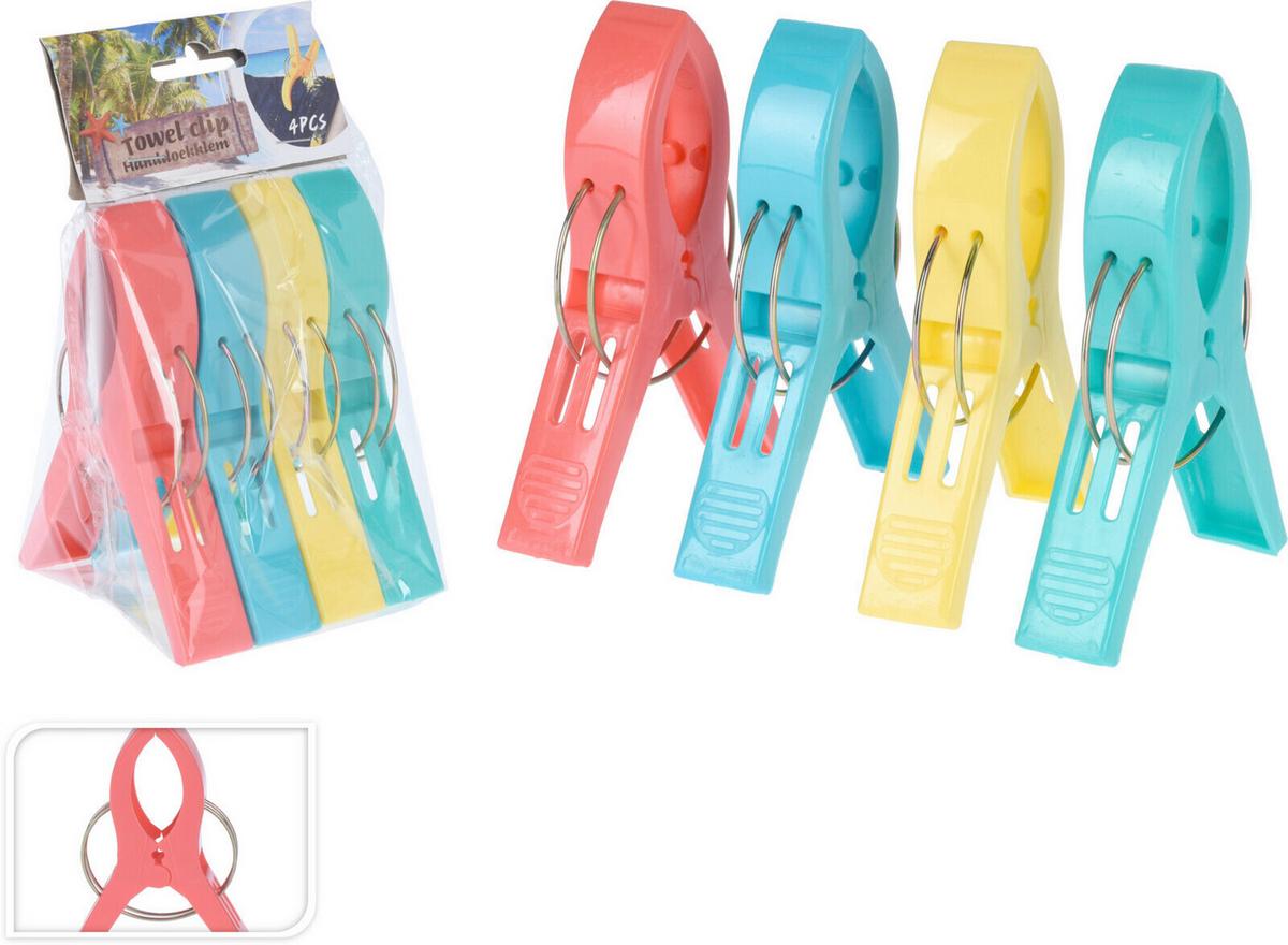 Wascheklammern, 4-Er Packung für Handtücher, Badetücher - Multicolor, Basics, Kunststoff (9,0/16,0/9,1cm)