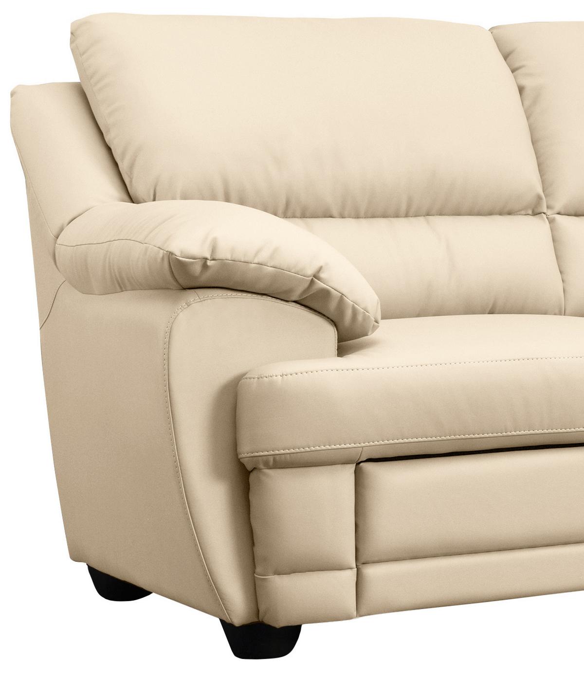 Ecksofa Nebolo Beige Lederlook - Beige, Design, Textil (245/225cm) - Livetastic