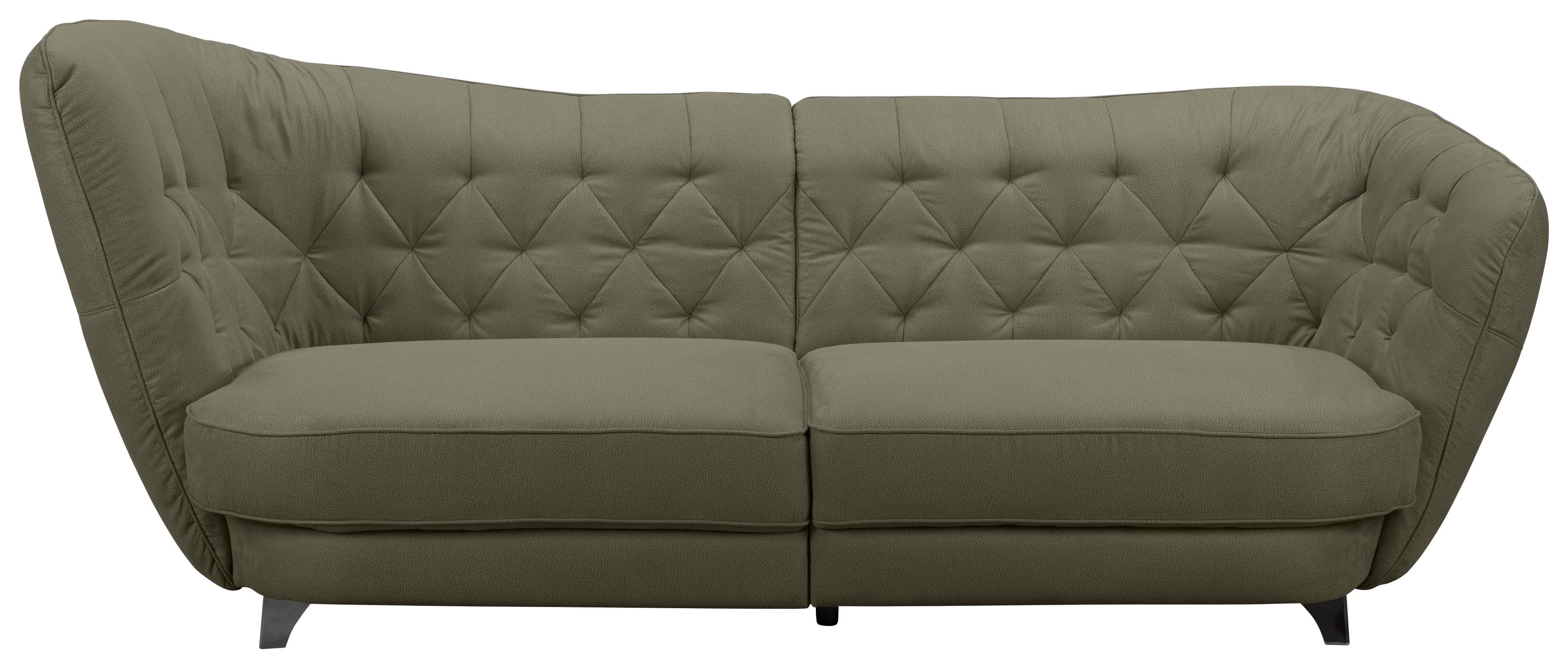 Big Sofa mit echtem Rücken Retro B: 256 cm Grün - Chromfarben/Grün, MODERN, Textil (256/85/115cm) - MID.YOU