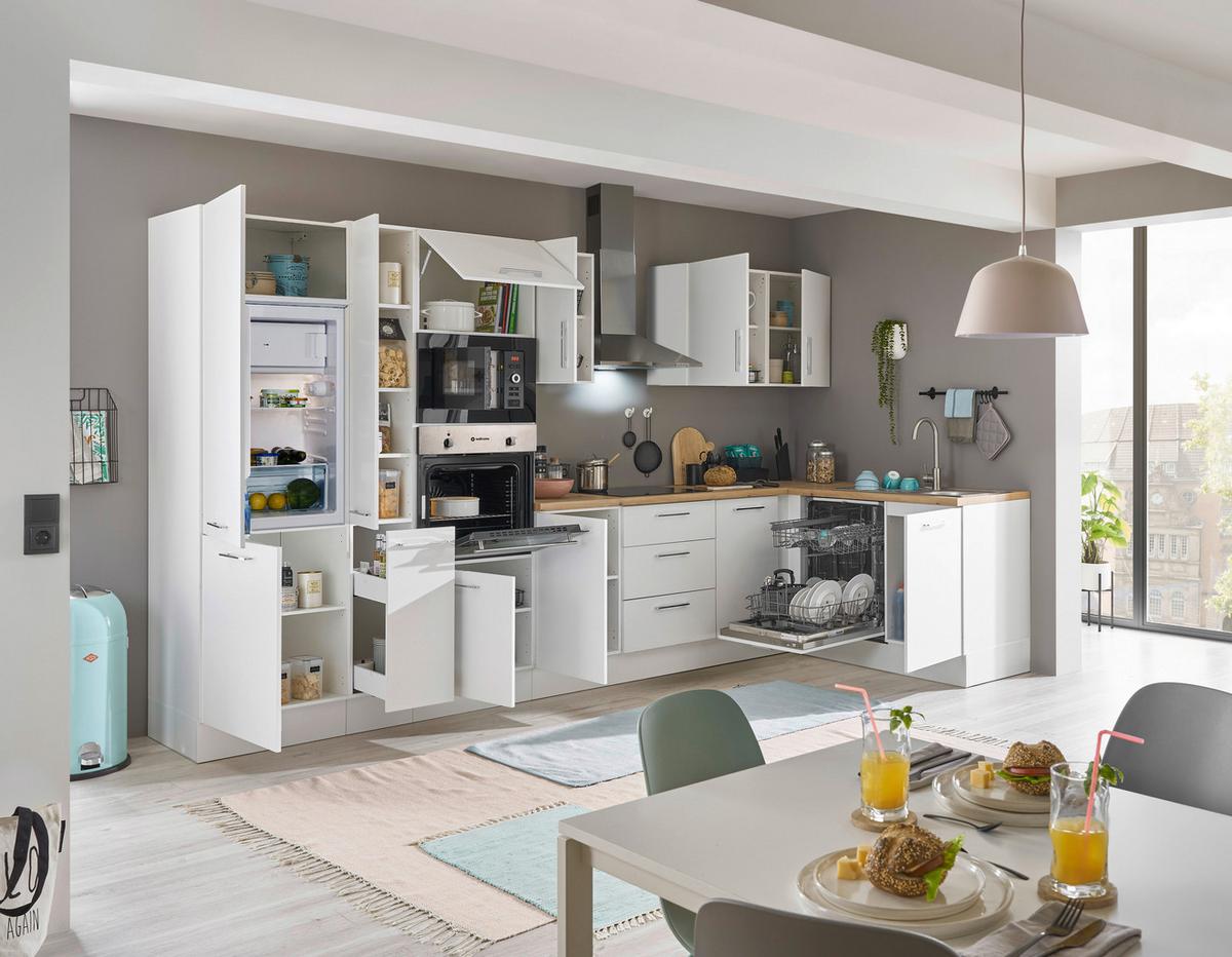 Eckküche Turin Weiss/Eiche Dekor 370x175 cm - Weiß/Eiche Artisan, Basics, Holzwerkstoff (370/175cm) - MID.YOU