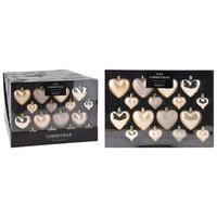 sada vánočních koulí HEART, 16-dílná - krémová, plast (3,5/22,5/31,5cm)