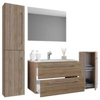 Badezimmer Badinos 5-Teilig Sonoma Eiche B: 126 cm - Weiß/Sonoma Eiche, MODERN, Keramik/Holzwerkstoff (126cm) - MID.YOU